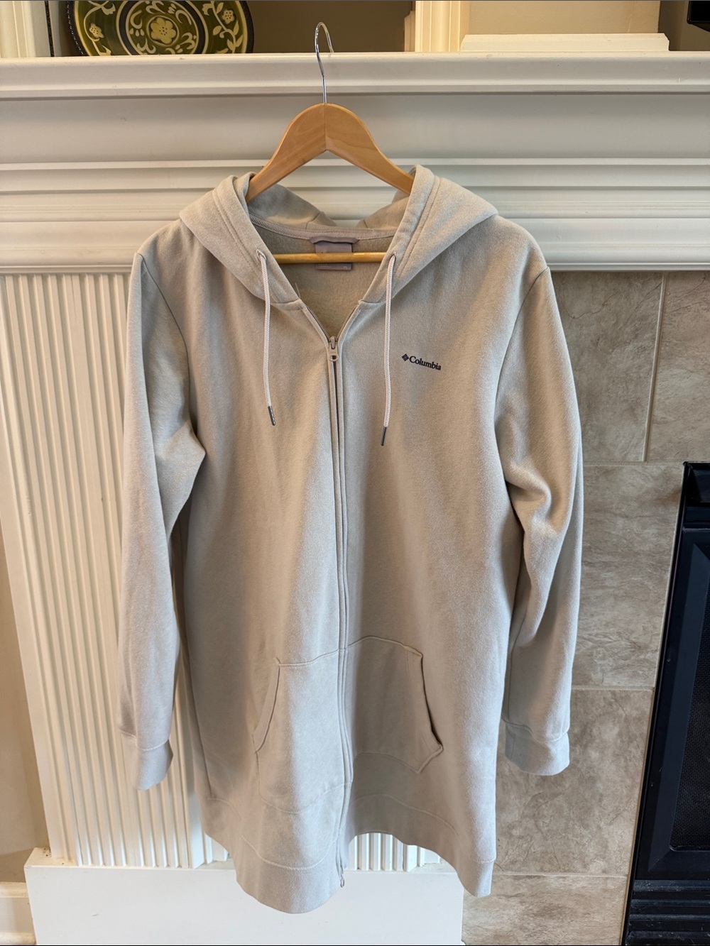 Columbia Light Gray Hooded Full‑Zip Womens Fleece Jacket